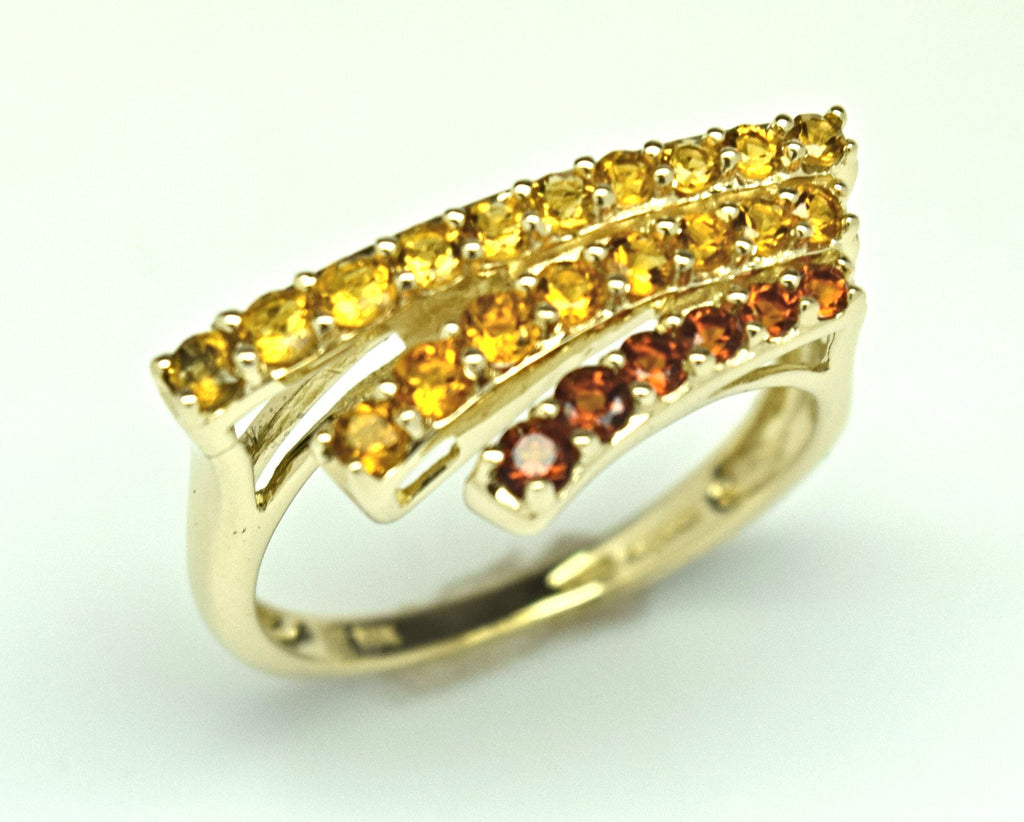 Citrine and Garnet Yellow Gold Ring