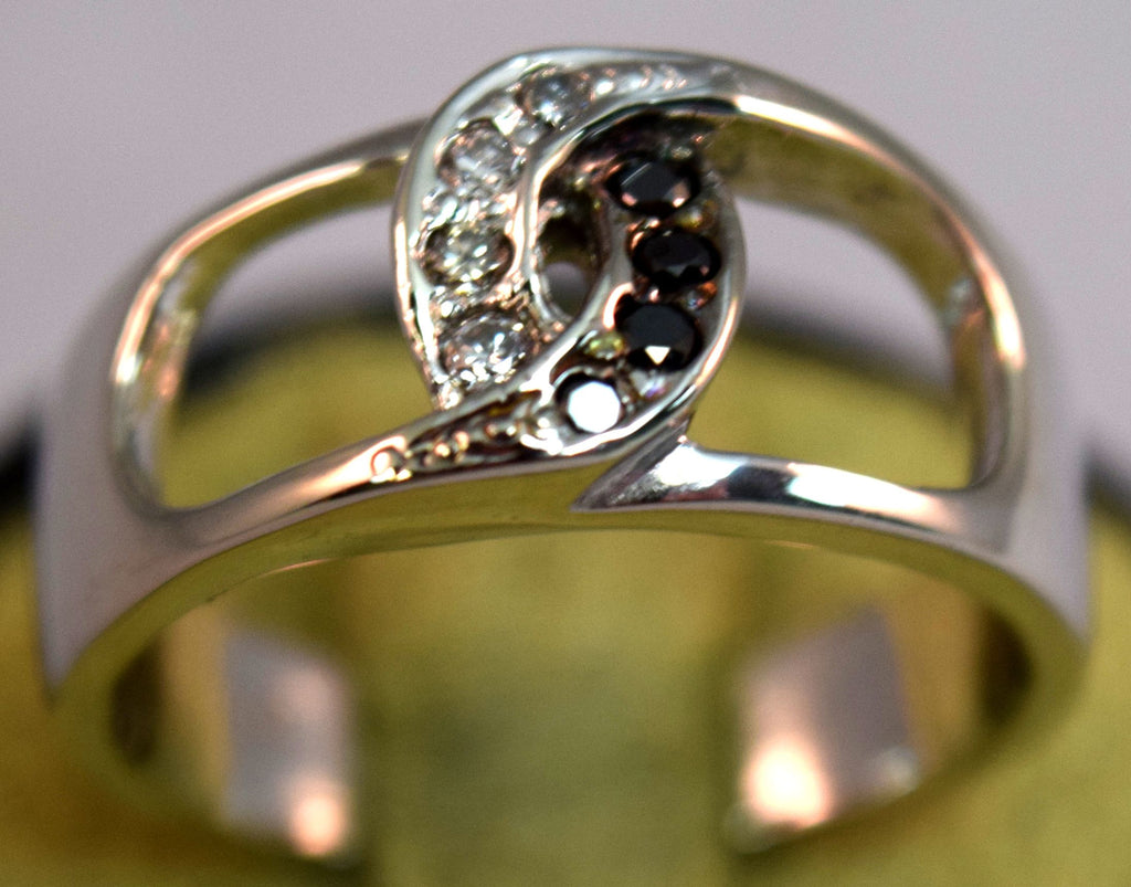 White Gold Black and White Diamond Ring
