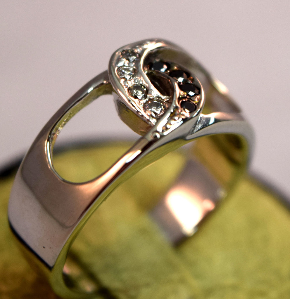 White Gold Black and White Diamond Ring