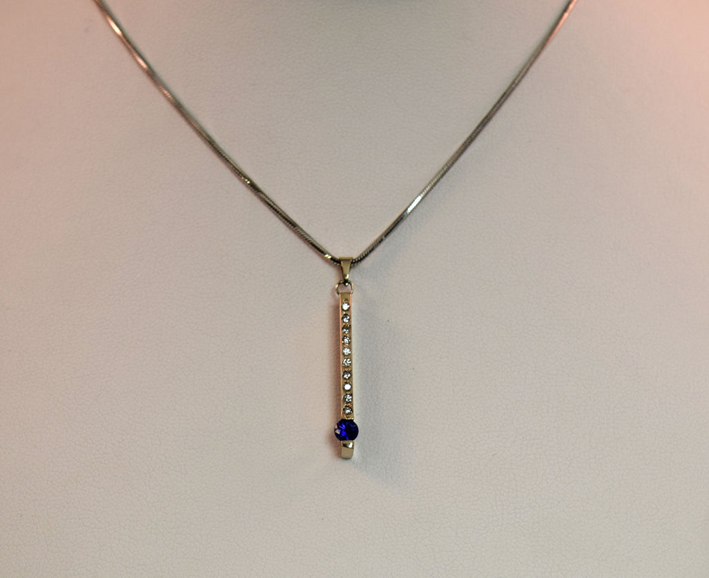 White Gold Diamond and Sapphire Necklace