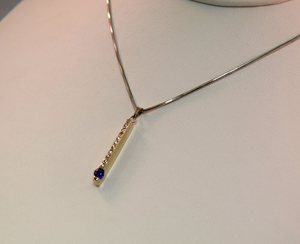 White Gold Diamond and Sapphire Necklace