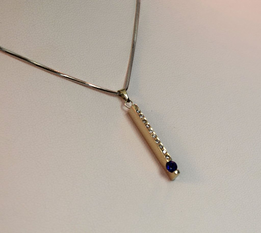 White Gold Diamond and Sapphire Necklace