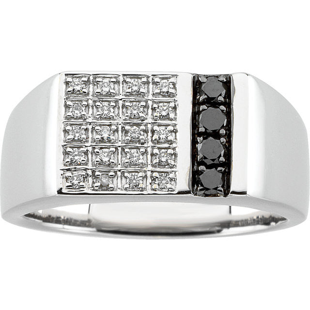 White Gold Black and White Diamond Ring