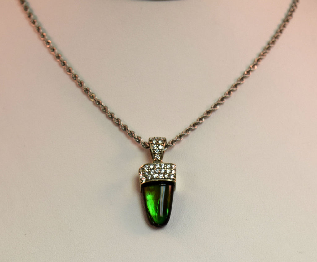 White Gold Ammolite Necklace