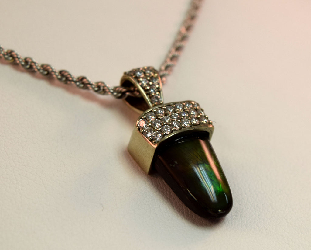 White Gold Ammolite Necklace