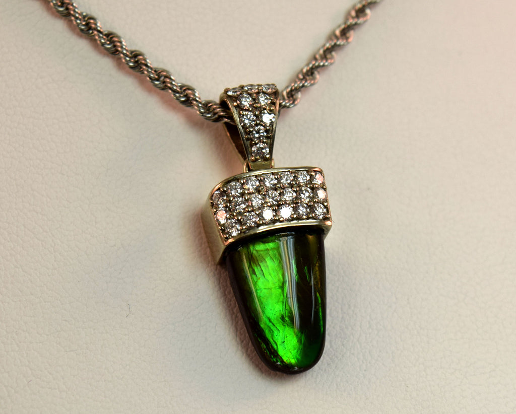 White Gold Ammolite Necklace