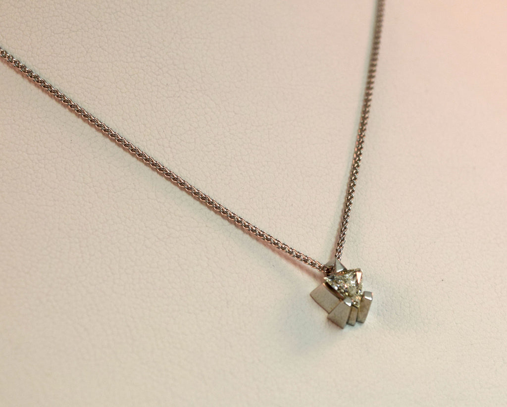 White Gold Trillion Necklace