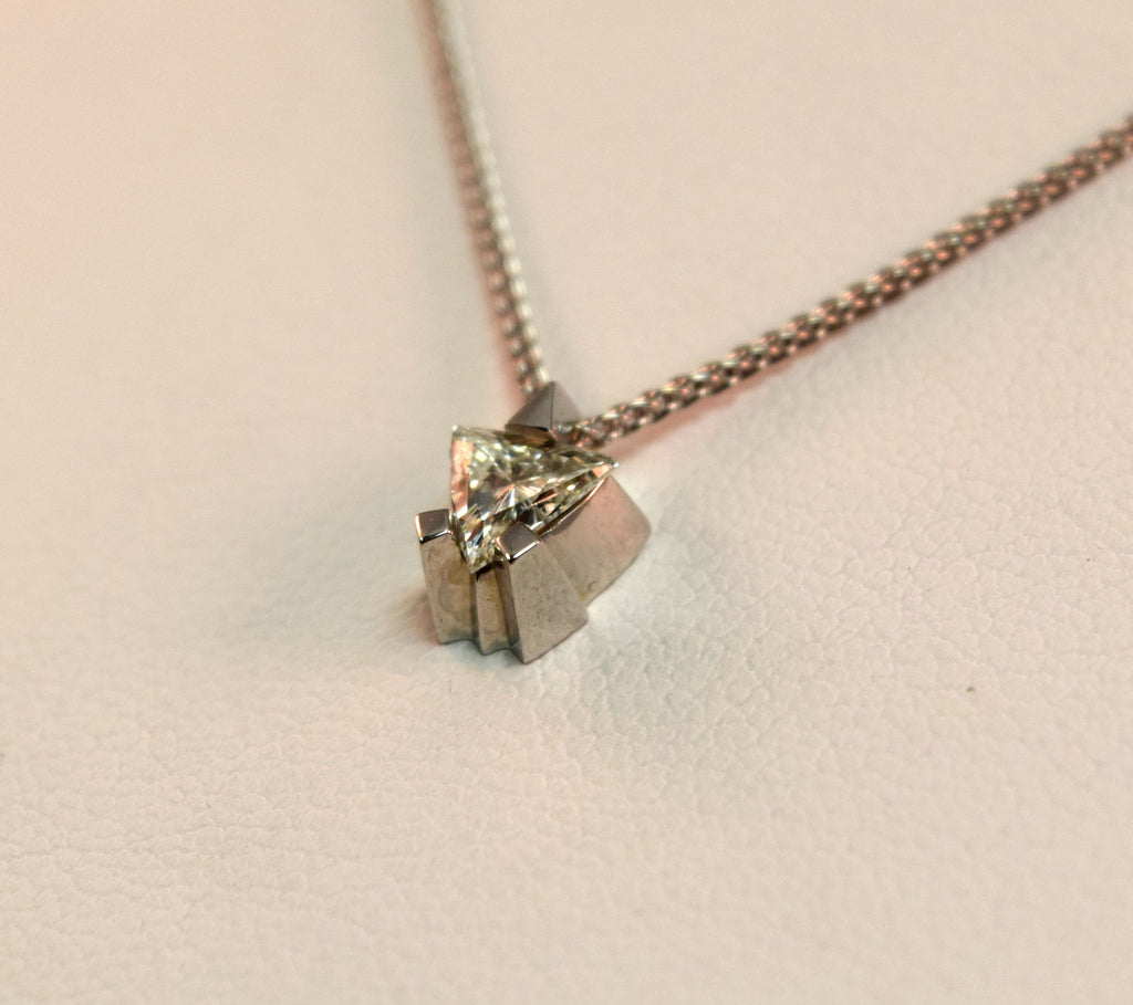 White Gold Trillion Necklace