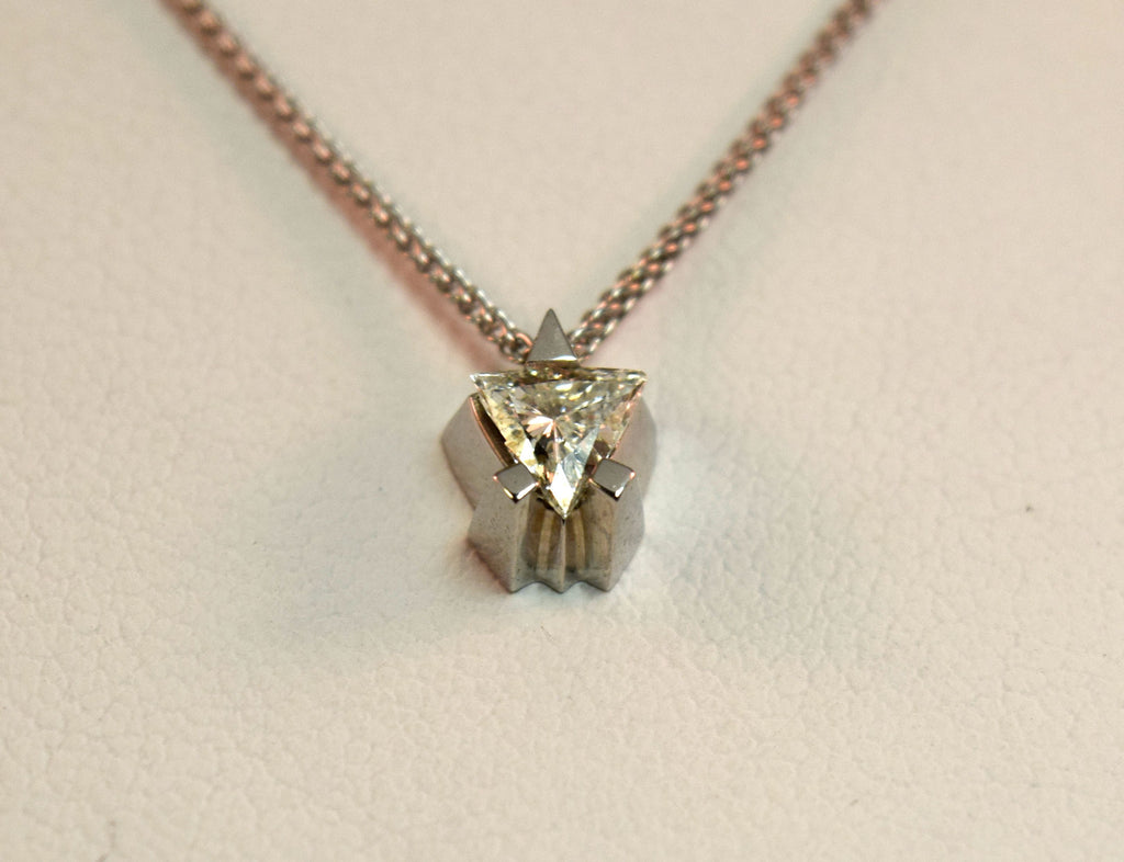 White Gold Trillion Necklace