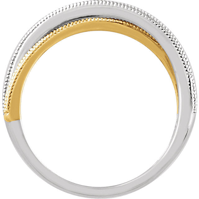 White and Yellow Diamond Criss Cross Ring