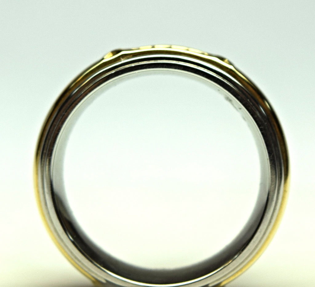 Men's Stainless Steel 14K Yellow Gold and Diamond Ring