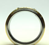 Men's Stainless Steel 14K Yellow Gold and Diamond Ring