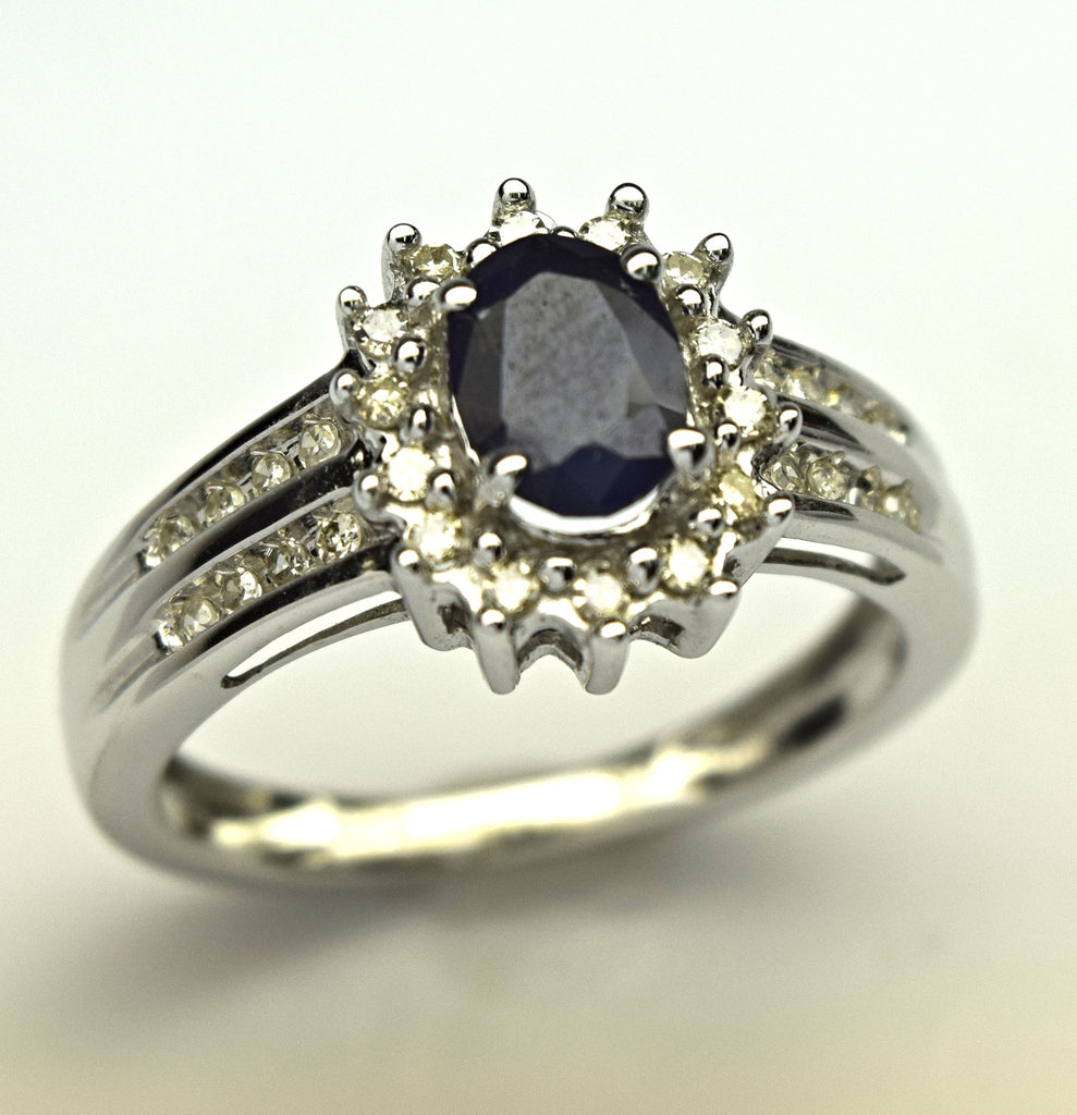 white gold sapphire and diamond ring
