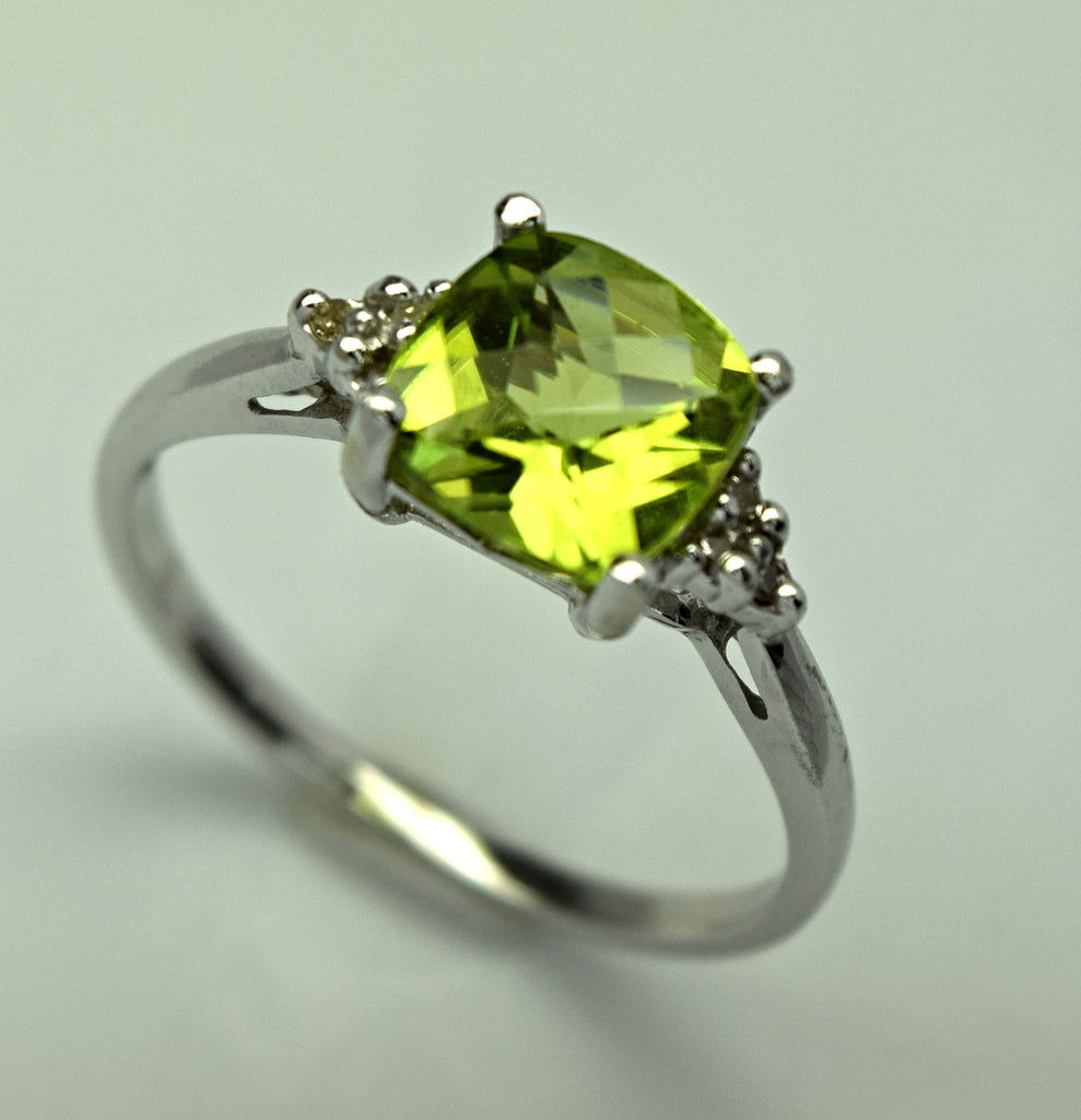 white gold peridot and diamond ring