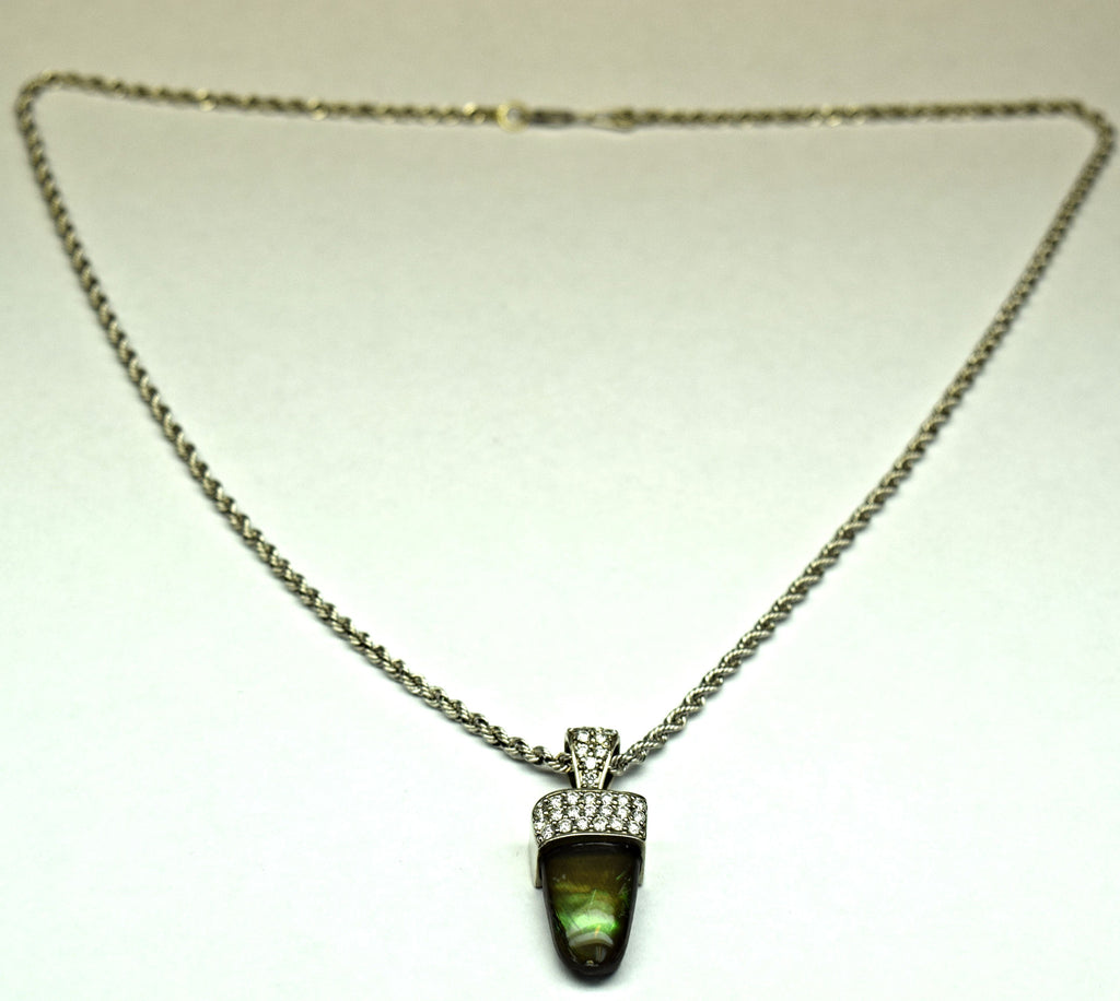 White Gold Ammolite Necklace