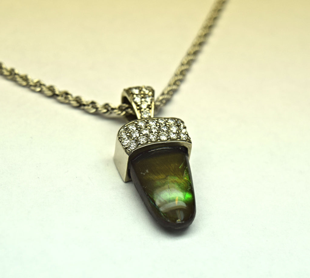 White Gold Ammolite Necklace