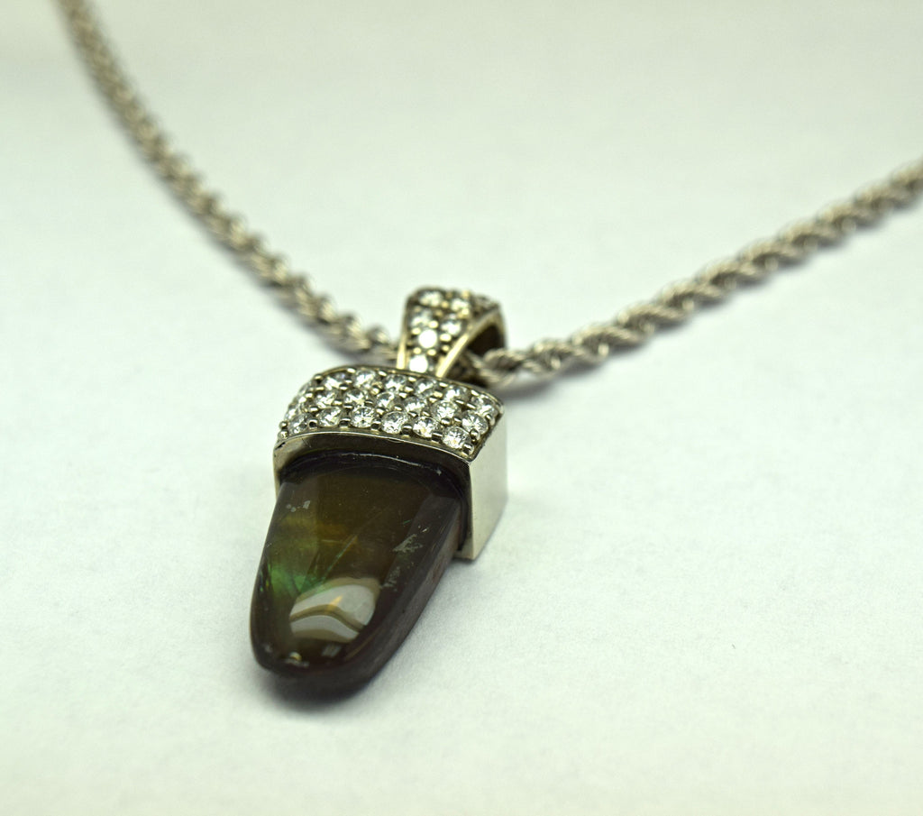 White Gold Ammolite Necklace