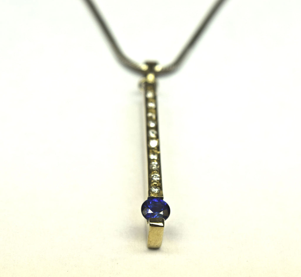 White Gold Diamond and Sapphire Necklace