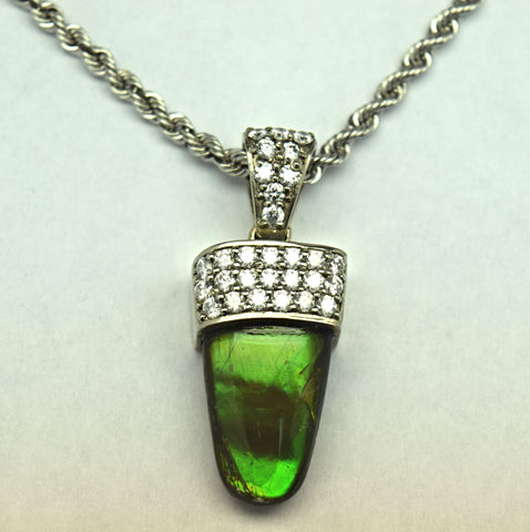 White Gold Ammolite Necklace