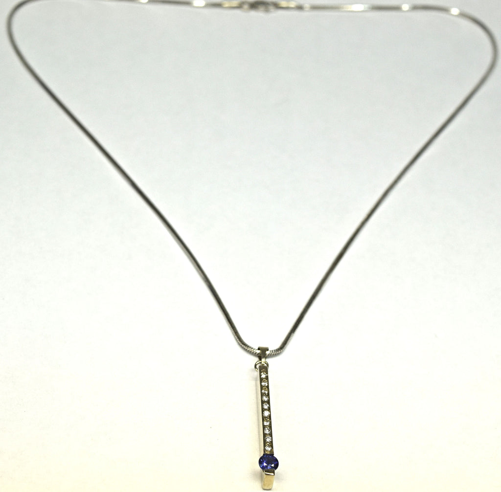 White Gold Diamond and Sapphire Necklace