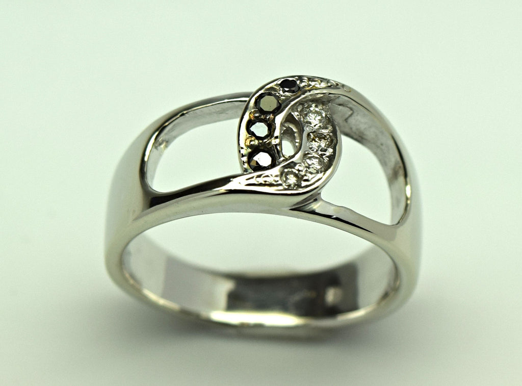 White Gold Black and White Diamond Ring