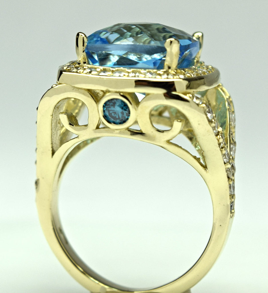 Yellow Gold Blue Topaz Ring