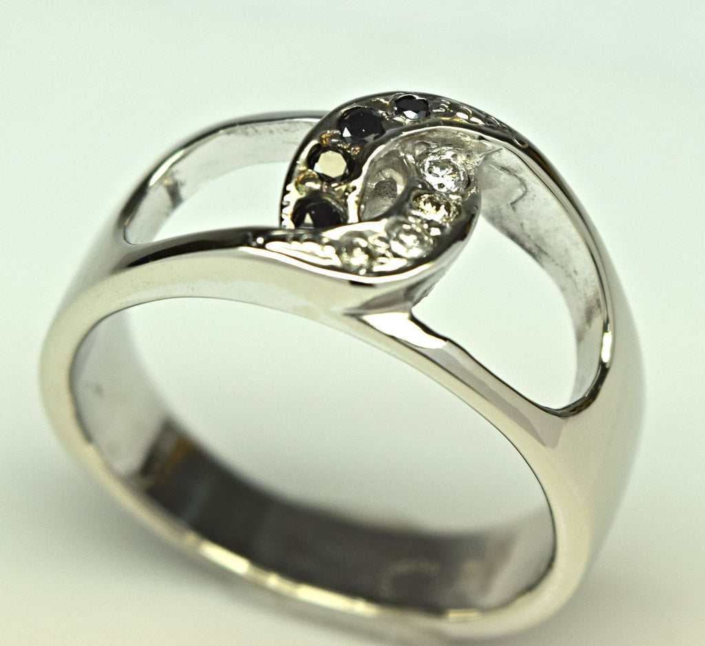 White Gold Black and White Diamond Ring