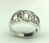 white gold green and white diamond ring