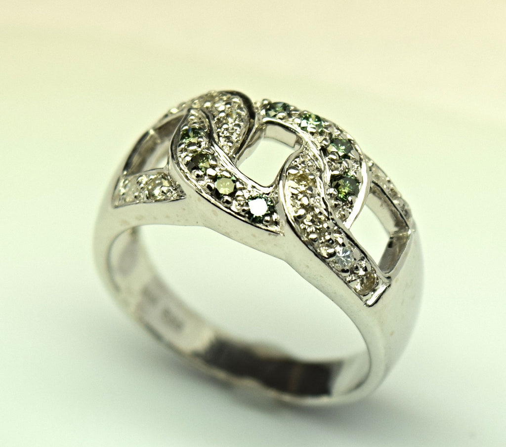 white gold green and white diamond ring white gold green and white diamond ring