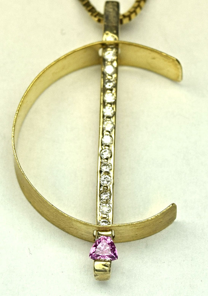 Yellow Gold Pink Sapphire Necklace