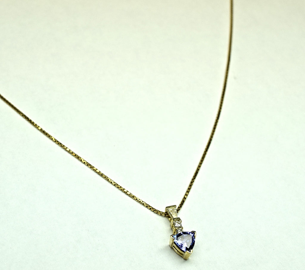 Yellow Gold Tanzanite and Diamond Necklace
