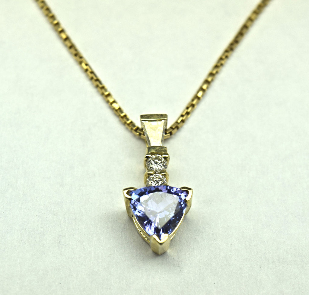 Yellow Gold Tanzanite and Diamond Necklace