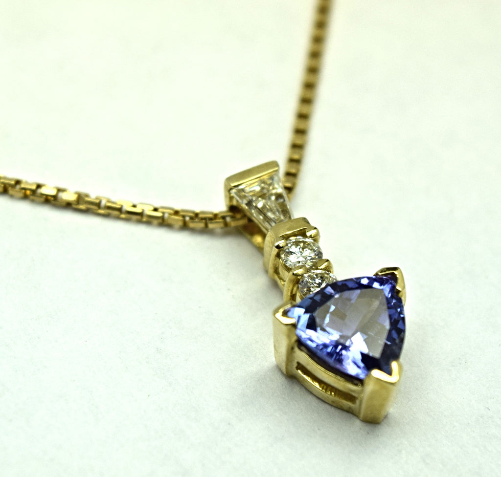 Yellow Gold Tanzanite and Diamond Necklace