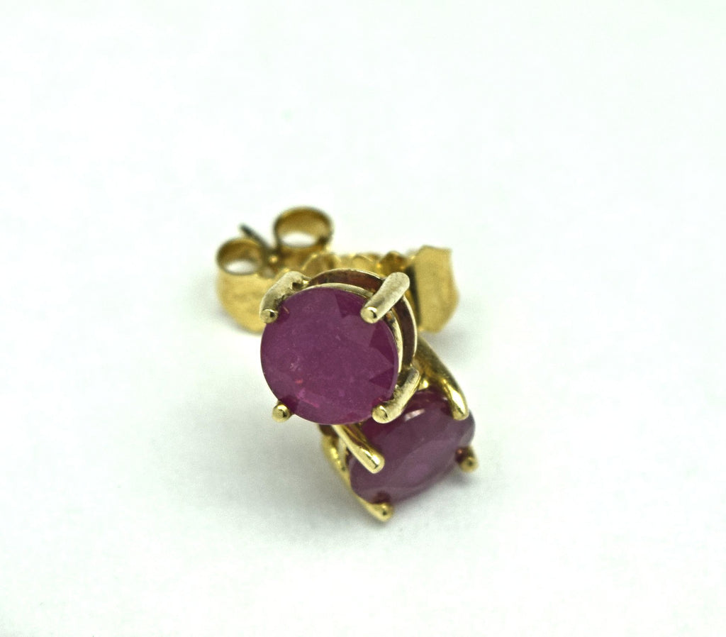 Yellow Gold Ruby Stud Earrings