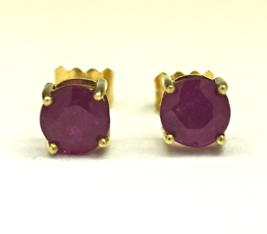 Yellow Gold Ruby Stud Earrings