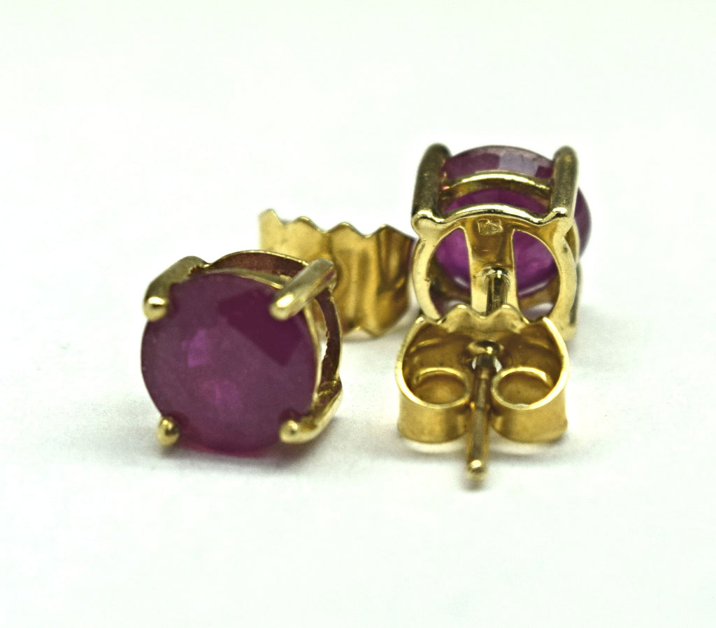 Yellow Gold Ruby Stud Earrings