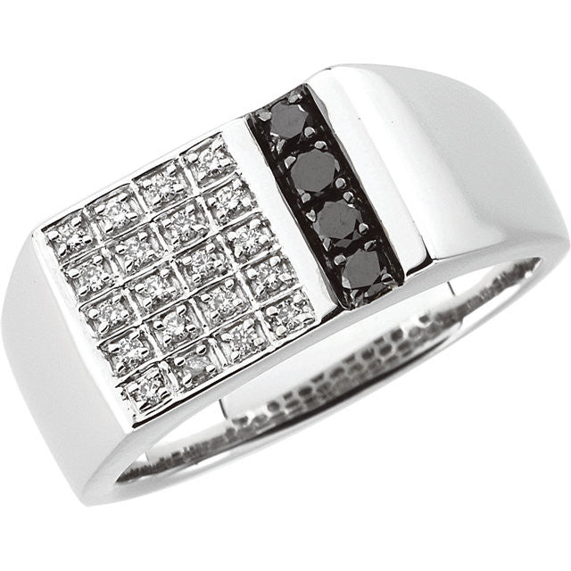 White Gold Black and White Diamond Ring White Gold Black and White Diamond Ring