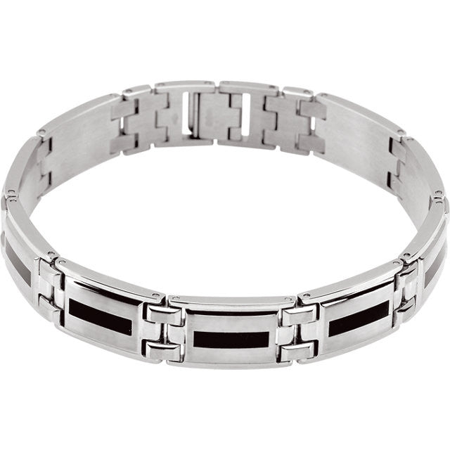 Stainless Steel Bracelet with Black Enamel Stainless Steel Bracelet with Black Enamel
