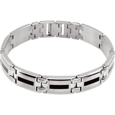 Stainless Steel Bracelet with Black Enamel