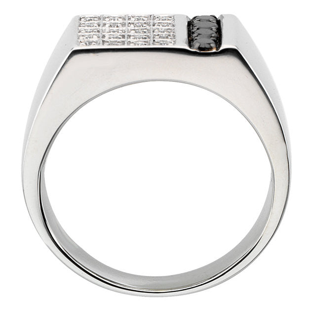 White Gold Black and White Diamond Ring