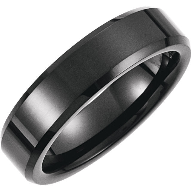 Tungsten Beveled Band with Black PVD Tungsten Beveled Band with Black PVD