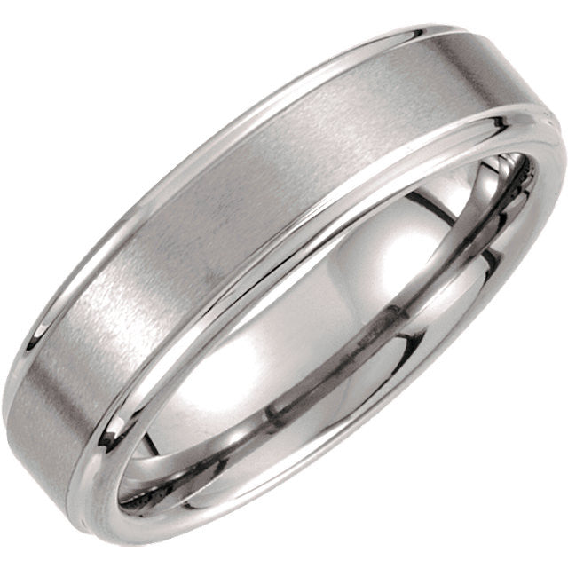 Tungsten Ridged Band with Satin Center Tungsten Ridged Band with Satin Center