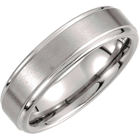 Tungsten Ridged Band with Satin Center