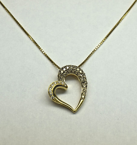 Yellow gold diamond heart necklace