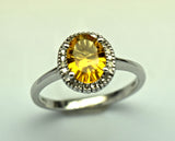 white gold citrine and diamond ring