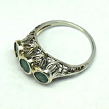 White Gold Vintage Emerald Ring