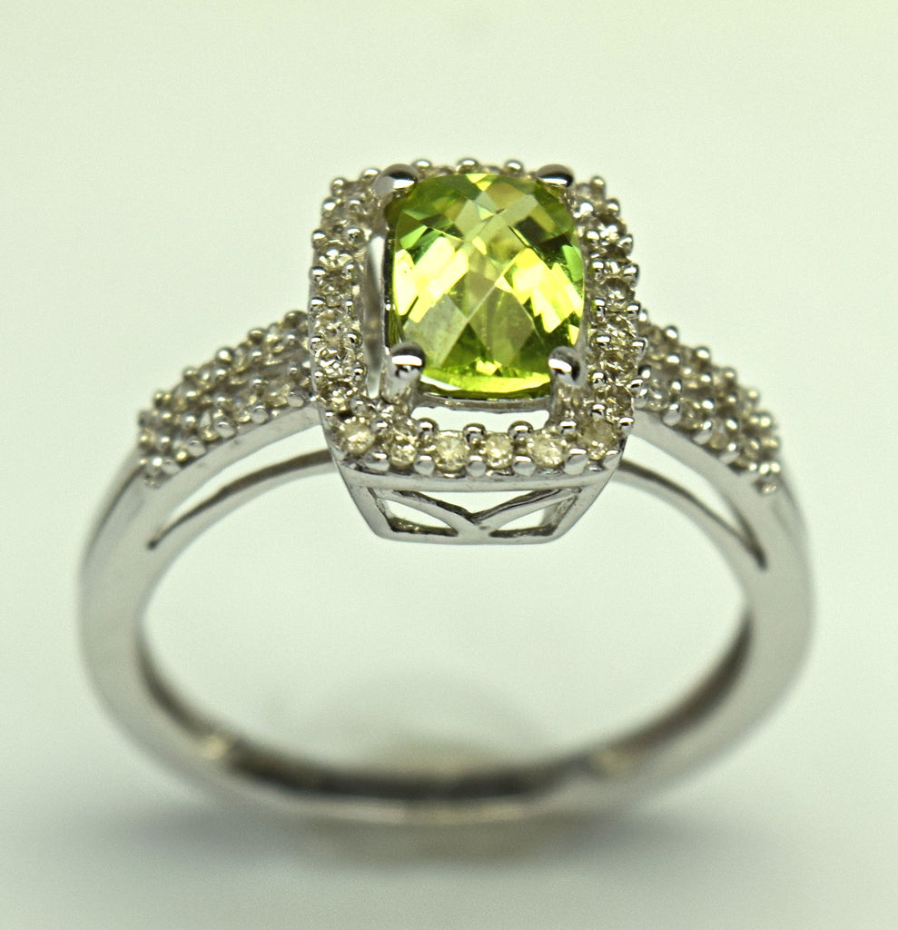 white gold peridot and diamond ring