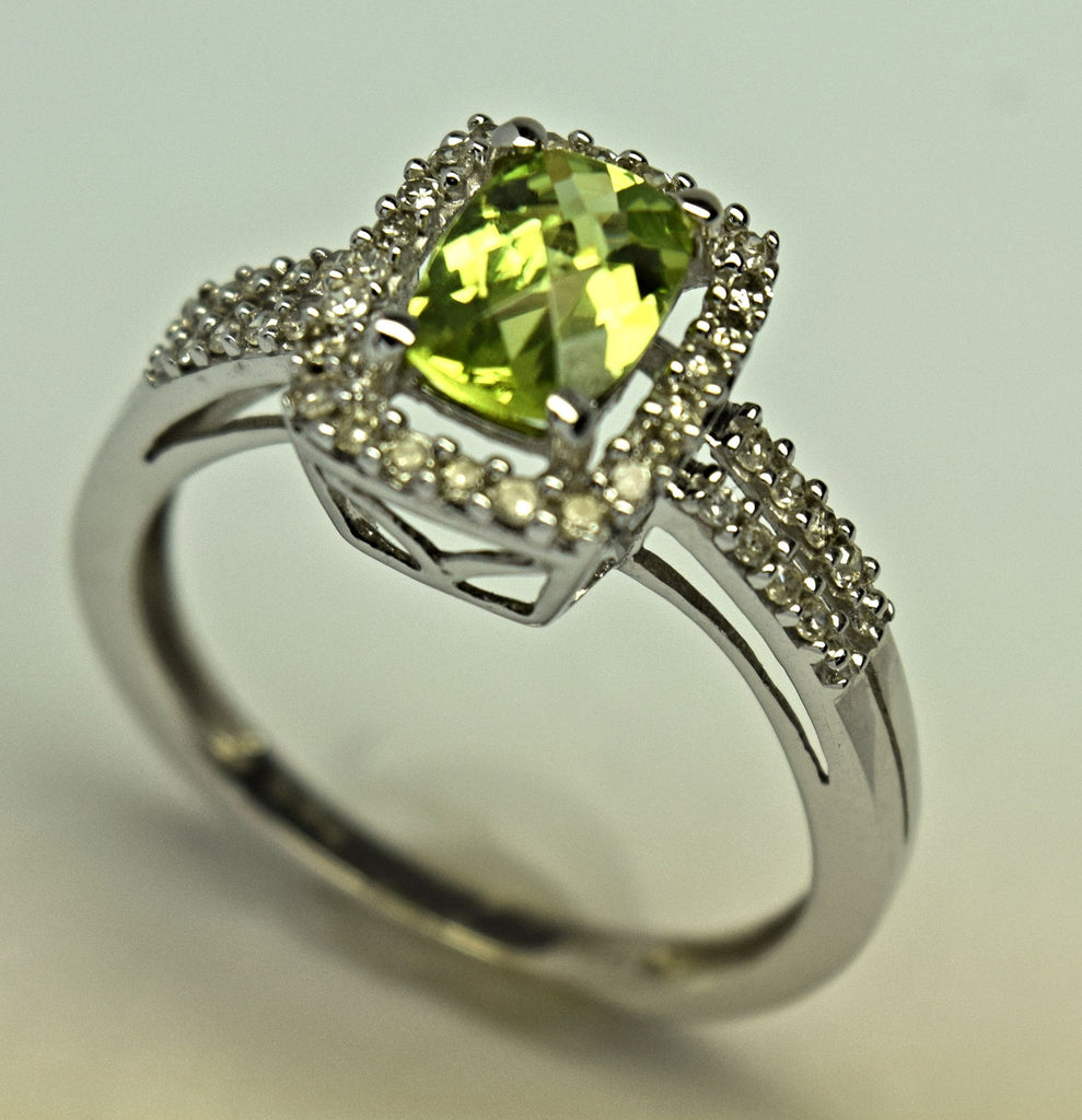 white gold peridot and diamond ring