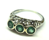 White Gold Vintage Emerald Ring