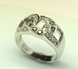 white gold green and white diamond ring